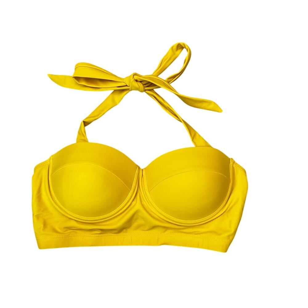 Yellow Bikini Top Shelf Bra With Padding Push Up Medium